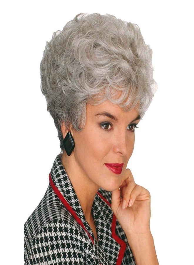 GNIMEGIL Synthetic Hair Curly Wigs Natural for Women Ombre Gray Hairstyle Old Lady Wig with Bangs Fluffy Curls Wavy Granny Silver White Wig Cosplay Halloween Costume - Image 1